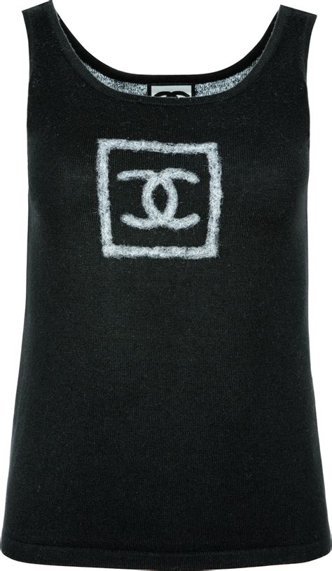 chanel tank top black|Chanel blouses tops.